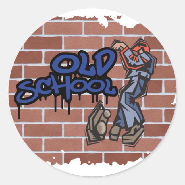 old school graffiti  design  classic round sticker (Front)