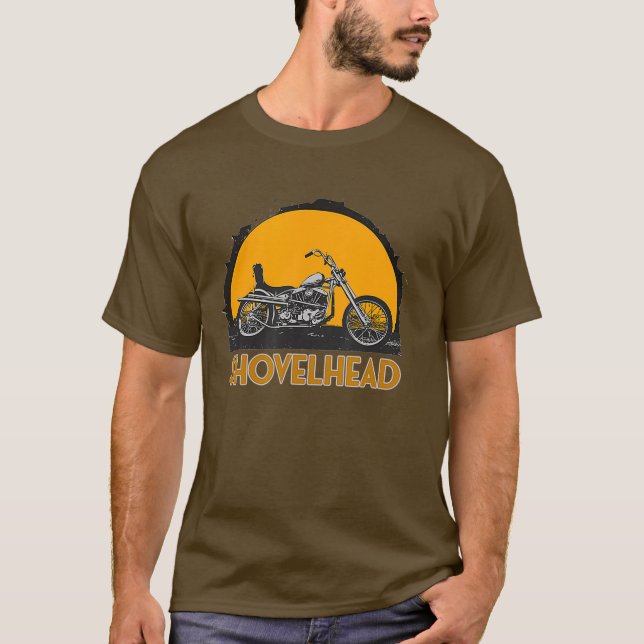Old School HD Shovelhead Chopper Bobber Biker T-Shirt (Front)