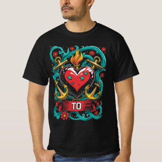Old School Heart Anchor Tattoo Tee