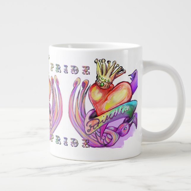 Old school heart tattoo and pride  large coffee mug (Right)
