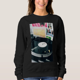 Old School Hip Hop Music DJ Vinyl Record Sweatshirt