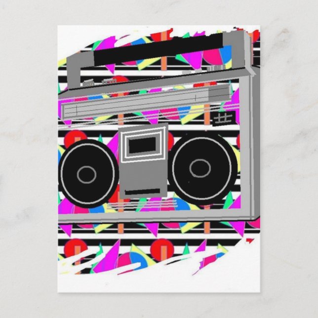 old school hip hop stereo RETRO 1980s boombox Postcard (Front)