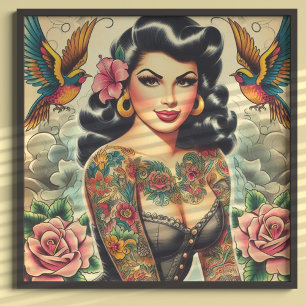 Old School Inked Girl Poster