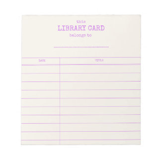 Old School Library Card Notepad for Book Tracking