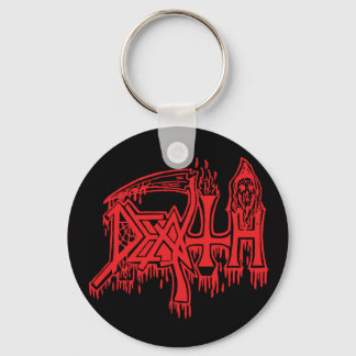 old School Logo red on black button Key Ring