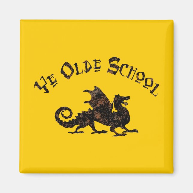 Old School - Mediaeval Dragon King Arthur Knights Magnet (Front)