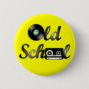 Old School Music Media Round (Yellow) 6 Cm Round Badge