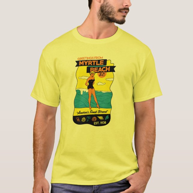 Old-School Myrtle Beach Postcard T-Shirt (Front)