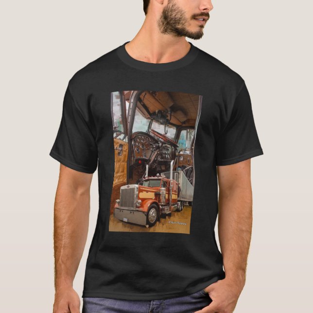 Old School Peterbilt Interior and Truck Classic  T-Shirt (Front)