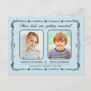 Old School Photos Save the Date Postcard   Aqua