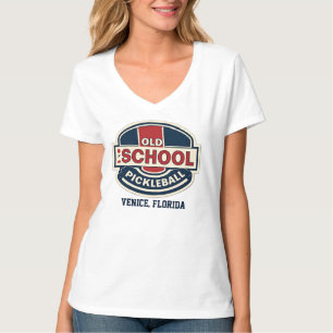 Old School Pickleball Ladies V-neck T-Shirt