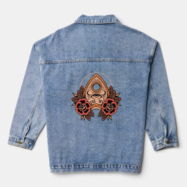 Old School Planchette Tattoo Denim Jacket (Back)