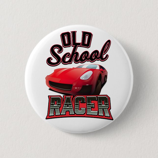 Old School Racer Logo 6 Cm Round Badge (Front)