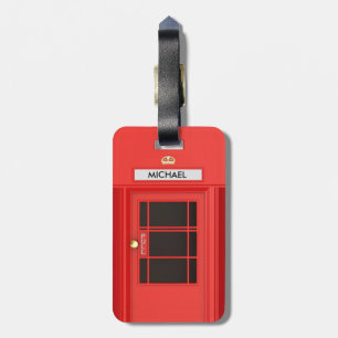 Old School Red Vintage British Phone Booth Luggage Tag