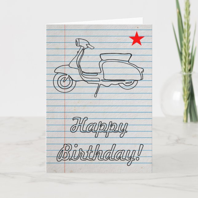Old School Retro Scooter Birthday Card (Front)