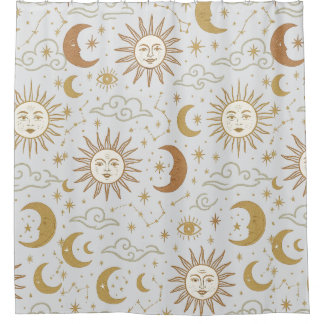 Old school retro stars and constelations design shower curtain