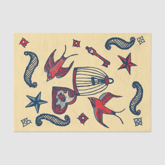 Old School Retro Tissue Paper (Front)