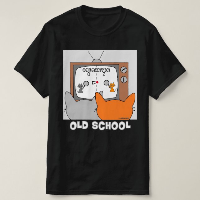 OLD SCHOOL Retro Video Game Cats Funny T-Shirt (Design Front)
