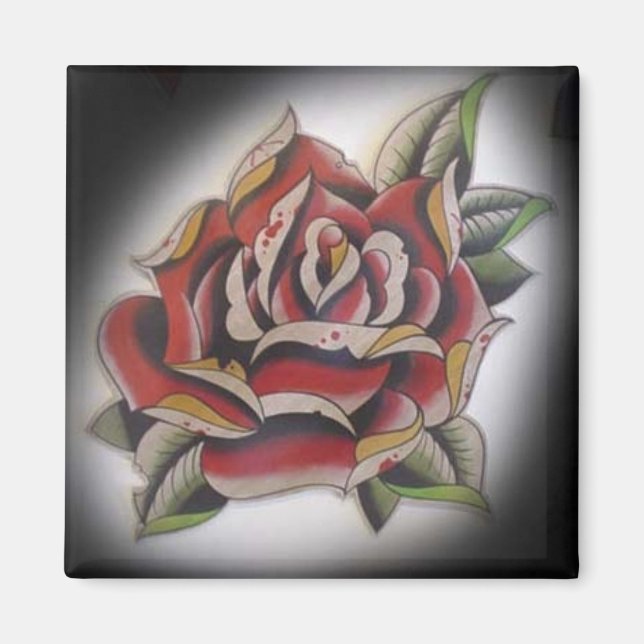 old school rose magnet (Front)