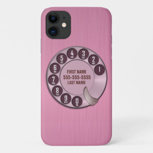 Old School Rotary Dial Phone Pink iPhone 11 Case