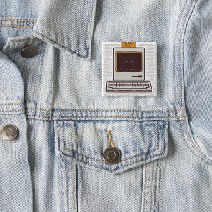 Old School Rules Retro Computer Game Over 15 Cm Square Badge