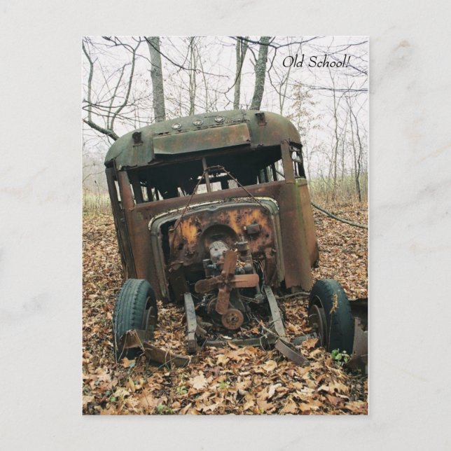 Old School!-School Bus Postcard (Front)