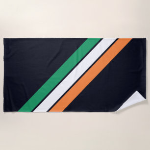 Old School Striped 70s 80s Retro Racing Stripes Beach Towel