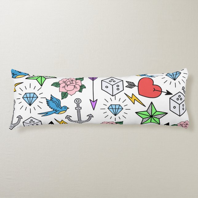 Old School Tattoo Body Cushion (Front)