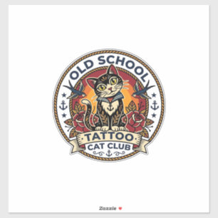 Old School Tattoo Cat Cute Kitty Design - Old Scho