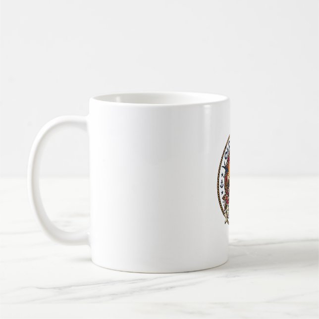 Old School Tattoo Cat Cute Kitty Design - Old Scho Coffee Mug (Left)