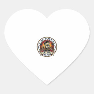 Old School Tattoo Cat Cute Kitty Design - Old Scho Heart Sticker