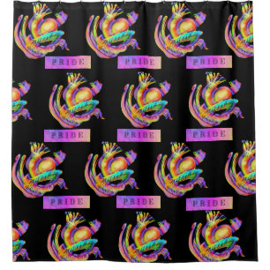 Old school tattoo design in pride colours shower curtain