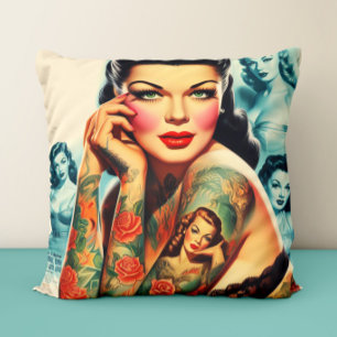 Old School Tattoo Girl Cushion