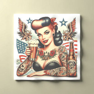 Old School Tattoo Girl Napkin