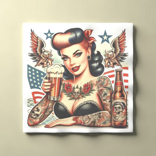 Old School Tattoo Girl Napkin (Creator Uploaded)