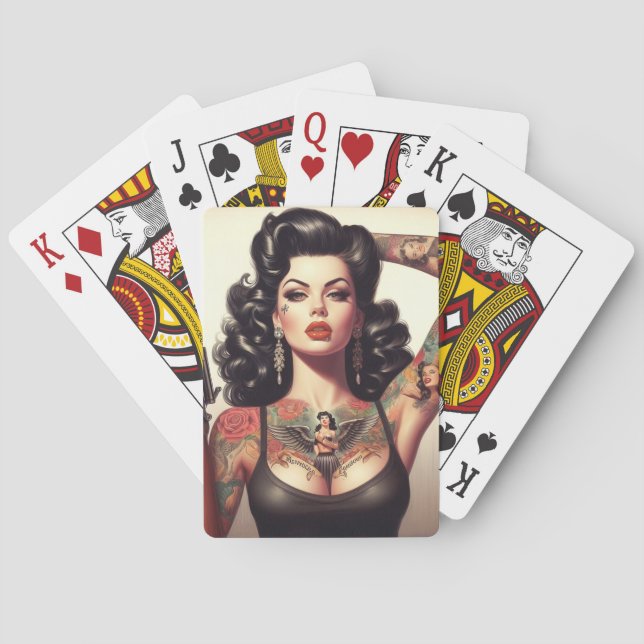 Old School Tattoo Girl Playing Cards (Back)