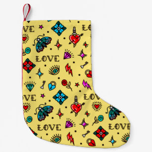 Old School Tattoo Love Pattern Small Christmas Stocking