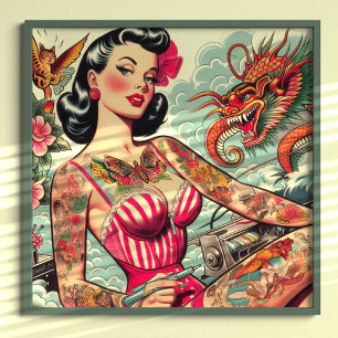 Old School Tattoo Pin-up Poster