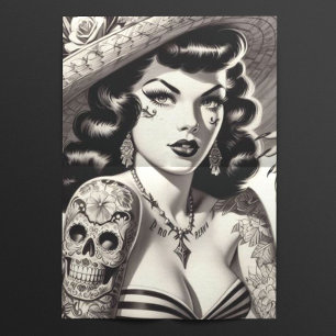 Old School Tattoo Pinup Tissue Paper