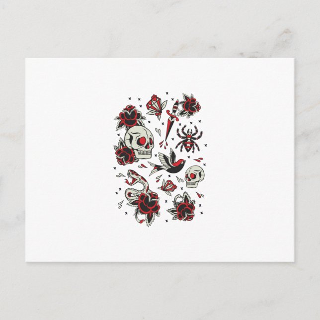 Old School Tattoo Postcard (Front)