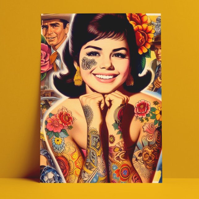 Old School Tattooed Girl Postcard (Creator Uploaded)