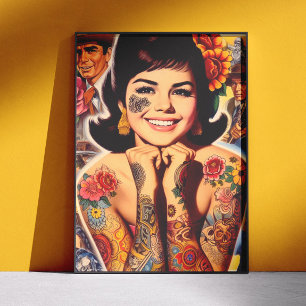 Old School Tattooed Girl Poster