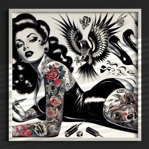 Old School Tattooed Girl Poster