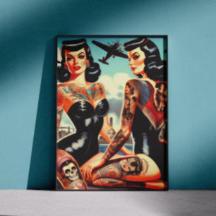Old School Tatttooed Pin-up Poster