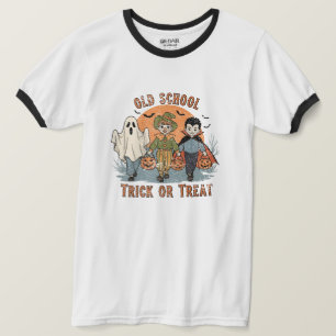 Old School Trick or Treat – Vintage Halloween Kids T-Shirt