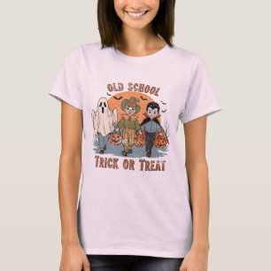 Old School Trick or Treat – Vintage Halloween Kids T-Shirt