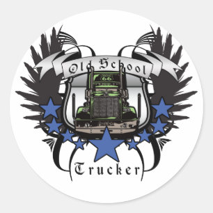Old School Trucker Classic Round Sticker