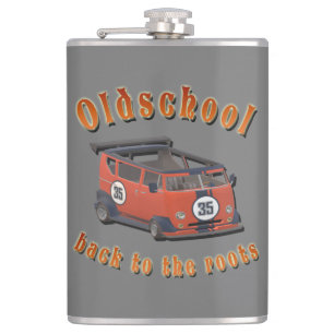 Old school, vintage car in Red and Grey Hoch-gesch Hip Flask