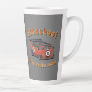 Old school, vintage car in Red and Grey Hoch-gesch Latte Mug