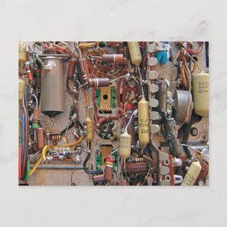 old school vintage circuit board with resistors postcard